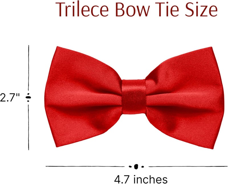 Trilece Bow Ties for Men - Mens Solid Color Formal Pre Tied Bowtie and Pocket Square Sets - Mens Bowties Bow Tie Sets - Image 2